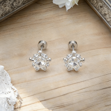 Light Luxury Copper Zircon Cross Earrings