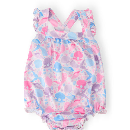 Mermaid Tails Ruffle Cross Back Romper