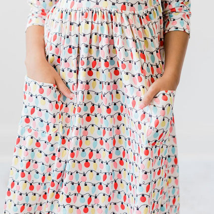 Merry & Bright 3/4 Sleeve Pocket Twirl Dress