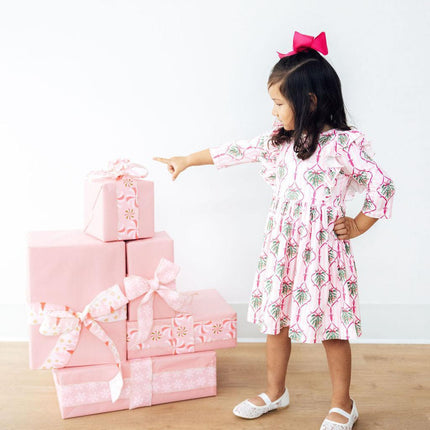Merry Mistletoe 3/4 Sleeve Ruffle Twirl Dress
