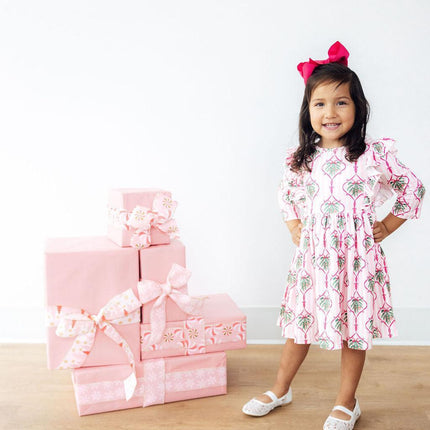 Merry Mistletoe 3/4 Sleeve Ruffle Twirl Dress