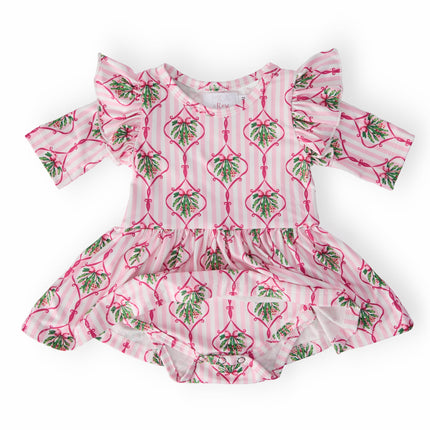 Merry Mistletoe 3/4 Sleeve Twirl Flutter Bodysuit