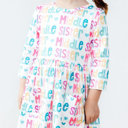 Middle Sister 3/4 Sleeve Pocket Twirl Dress