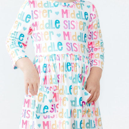 Middle Sister 3/4 Sleeve Pocket Twirl Dress