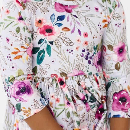 Midnight Rain 3/4 Sleeve Pocket Twirl Dress
