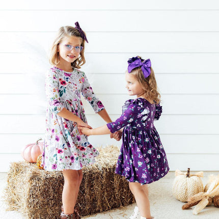 Midnight Rain 3/4 Sleeve Pocket Twirl Dress