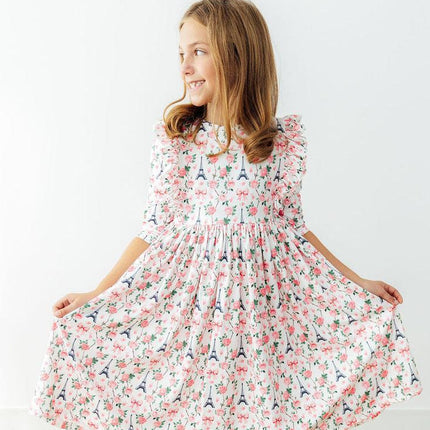Mila in Paris 3/4 Sleeve Ruffle Twirl Dress