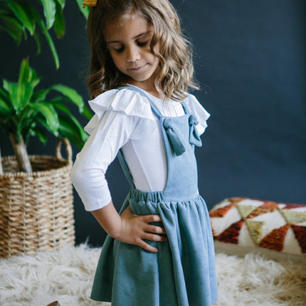Vintage Blue Faux Suede Pinafore