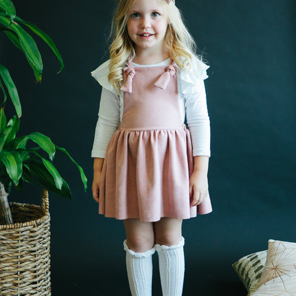 Vintage Pink Faux Suede Pinafore