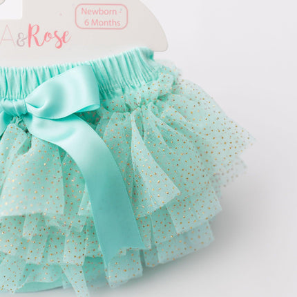 Mint & Gold Glitter Ruffle Tutu Bloomer