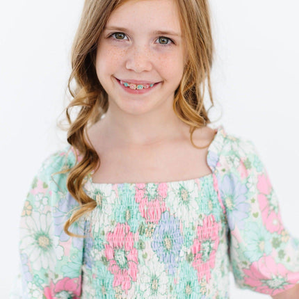 Minty Meadow Smocked Ruffle Dress