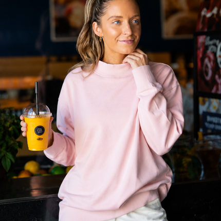 Mock Neck Sweatshirt, Light Pink