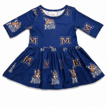 Montana State University Blue Bobcat 3/4 Sleeve Twirl Bodysuit