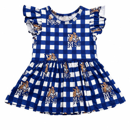 Montana State University Plaid Bobcat S/S Flutter Twirl Bodysuit