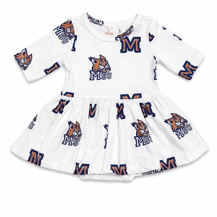 Montana State University White Bobcat 3/4 Sleeve Twirl Bodysuit