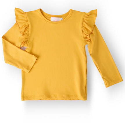 Mustard L/S Ruffle Tee