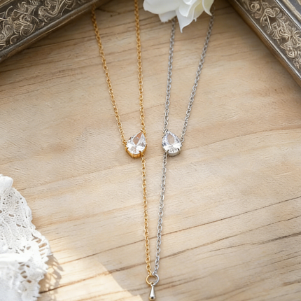 Micro-Set Teardrop Zircon Tassel Necklace