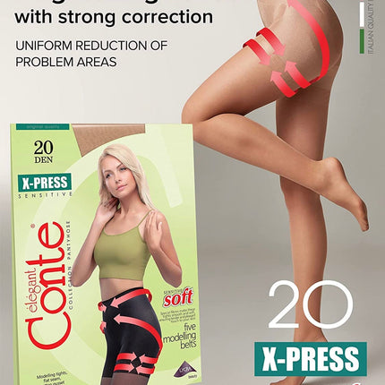 Conte X-Press Soft 20 Den - 5 Modelling Belts Control Top Women's Tights (8С-66СП)