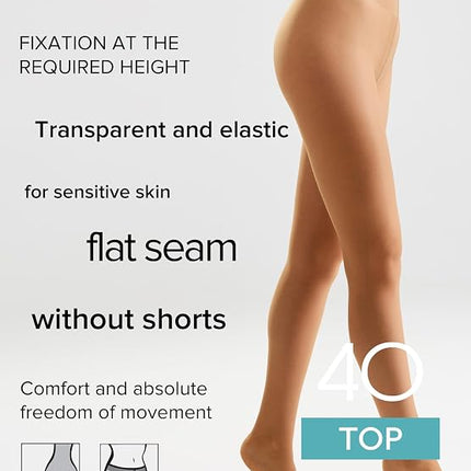 Conte Top 40 Den - Classic Women's Tights Sheer to Waist T-top Low Waist (8S-64SP)