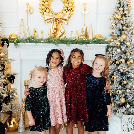 Rose Gold Velvet Sequin Dress