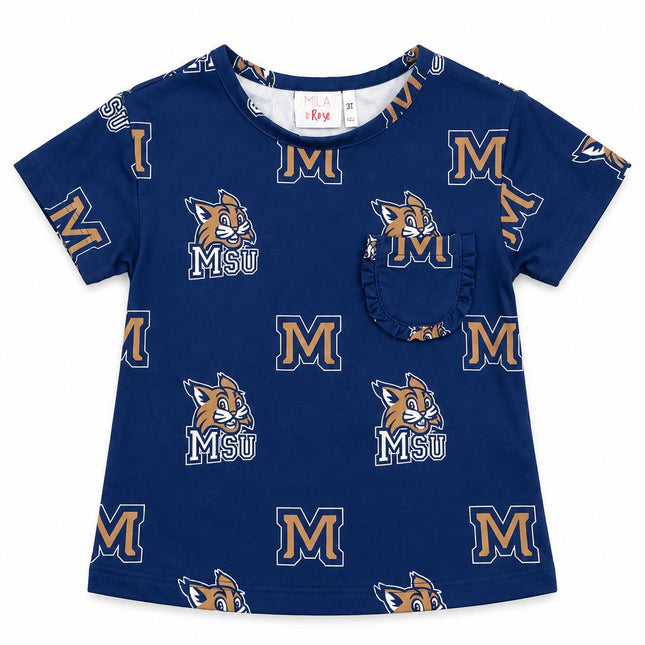 Montana State University Blue Bobcat Ruffle Pocket Tee