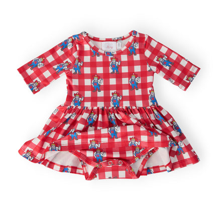 Nebraska Plaid Herbie Husker 3/4 Sleeve Twirl Bodysuit
