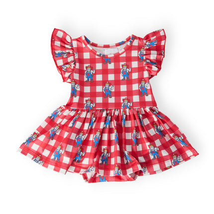 Nebraska Plaid Herbie Husker S/S Flutter Twirl Bodysuit