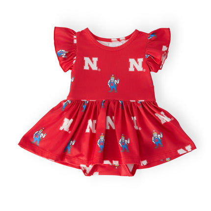 Nebraska Red Herbie Husker S/S Flutter Twirl Bodysuit