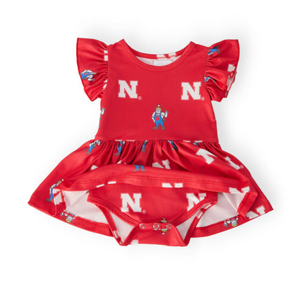 Nebraska Red Herbie Husker S/S Flutter Twirl Bodysuit