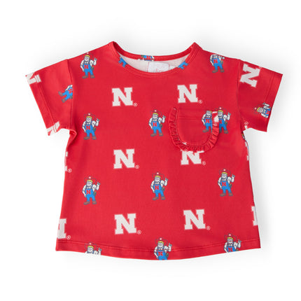 Nebraska Red Herbie Husker Ruffle Pocket Tee