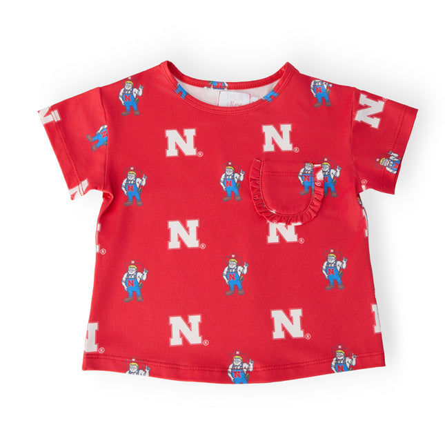 Nebraska Red Herbie Husker Ruffle Pocket Tee - Dashing Nova