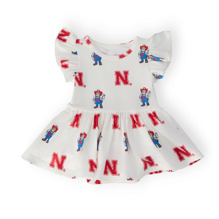 Nebraska White Herbie Husker S/S Flutter Twirl Bodysuit