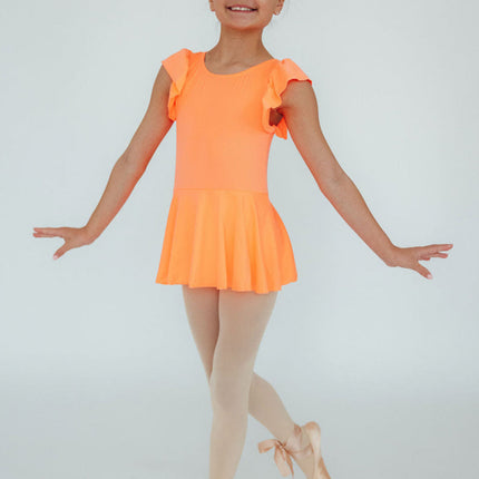 Neon Coral S/S Twirl Leotard