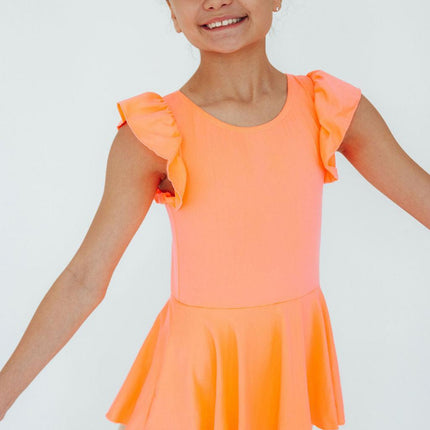 Neon Coral S/S Twirl Leotard