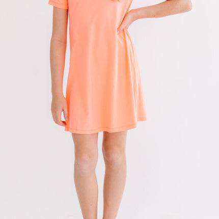 Neon Coral T-Shirt Dress