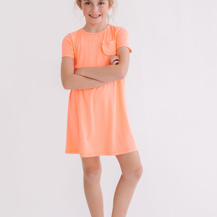 Neon Coral T-Shirt Dress