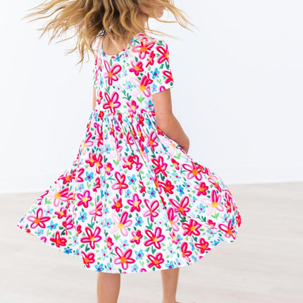 Neon Floral S/S Pocket Twirl Dress