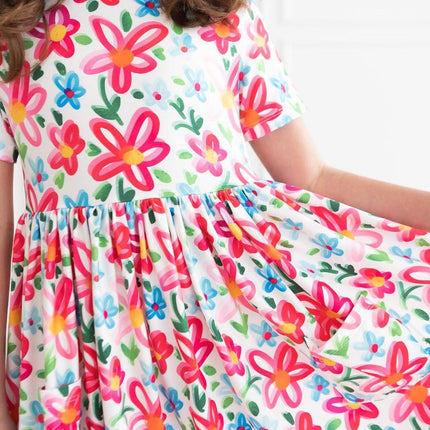 Neon Floral S/S Pocket Twirl Dress