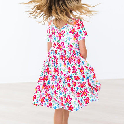 Neon Floral S/S Pocket Twirl Dress