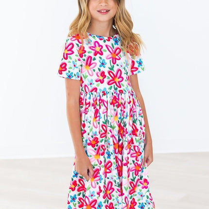 Neon Floral S/S Pocket Twirl Dress