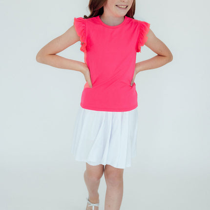 Neon Pink S/S Ruffle Tee