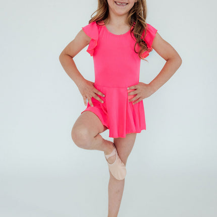 Neon Pink S/S Twirl Leotard