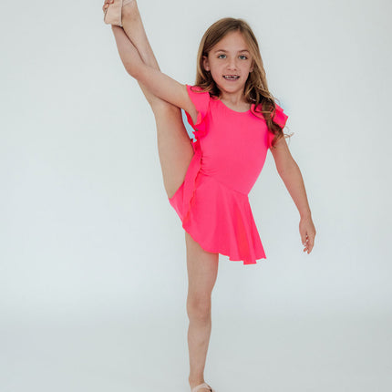 Neon Pink S/S Twirl Leotard