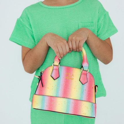 Neon Rainbow Glitter Girl's Crossbody Purse