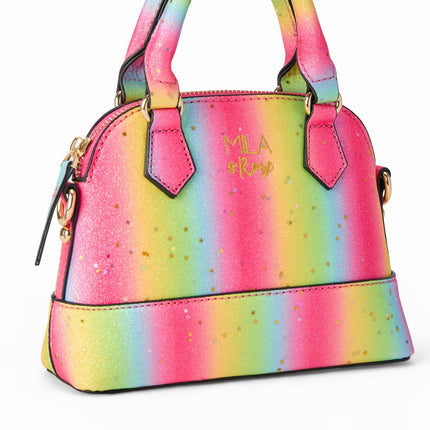 Neon Rainbow Glitter Girl's Crossbody Purse