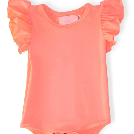 Neon Coral S/S Flutter Bodysuit