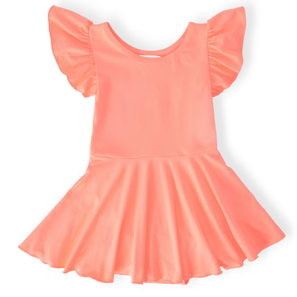 Neon Coral S/S Twirl Leotard