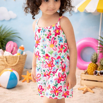 Neon Floral Strappy Play Romper