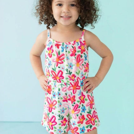 Neon Floral Strappy Play Romper