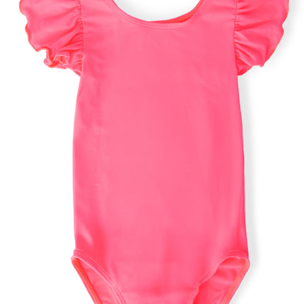 Neon Pink S/S Flutter Sleeve Leotard